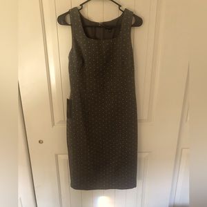 Gray and white Polk-a-dot knee length dress